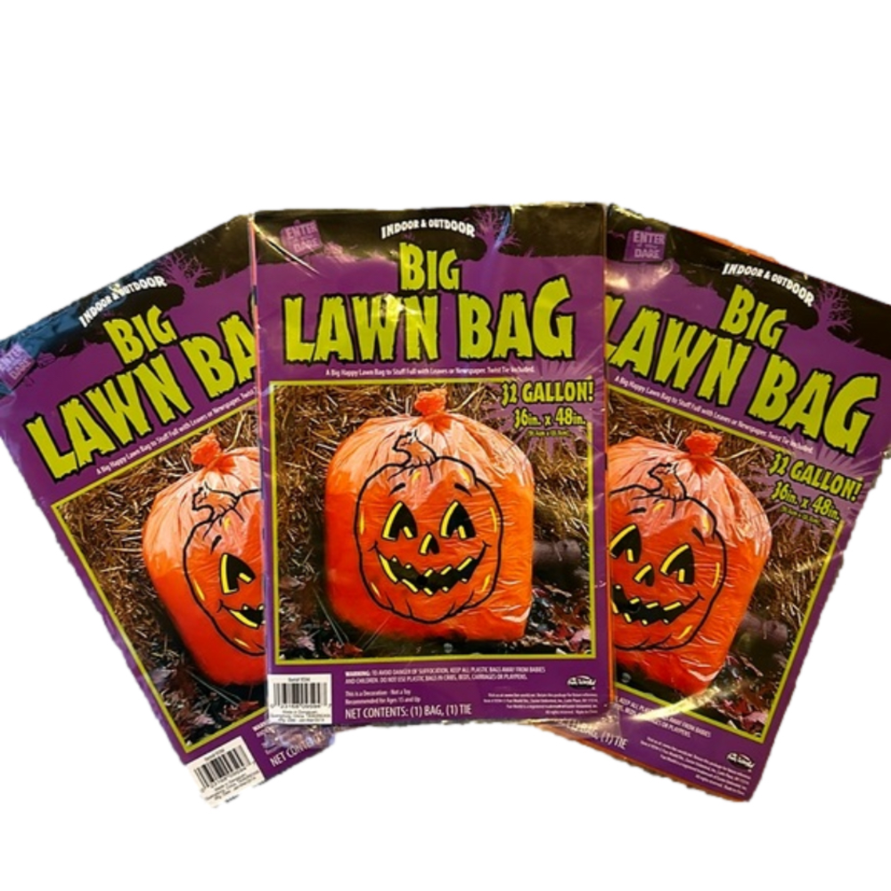 NWT Pack of 3 Jack-o’-lantern 32 Gallon Lawn Bag with Twist Ties